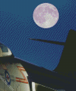 CDN Military Plane And Moon Diamond Paintings