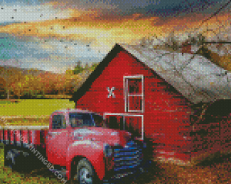 Red Truck Art Diamond Paintings