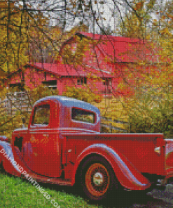 Vintage Red Truck And Barn Diamond Paintings