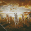 White Five Horses Diamond Paintings