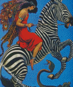 Women Riding Zebra Art Diamond Paintings