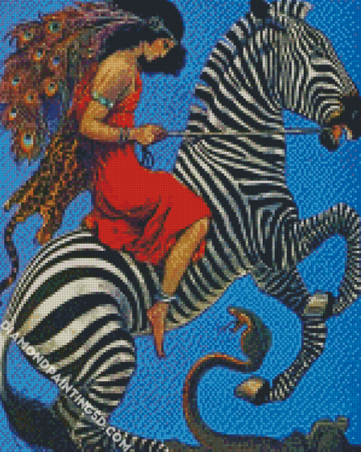 Women Riding Zebra Art Diamond Paintings