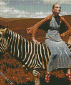 Woman Riding Zebra Diamond Paintings