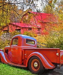 Vintage Red Truck And Barn Diamond Paintings