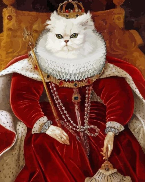 White Royal Cat Diamond Paintings