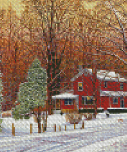 Winter Country Home diamond painting