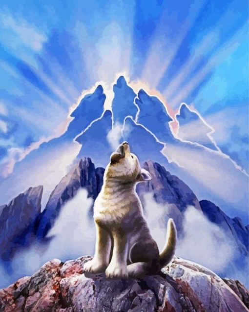 Wolf Pup Howling Diamond Paintings