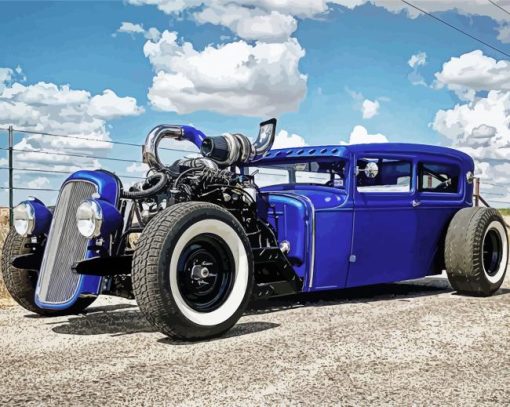 Blue Hot Rod Diamond Paintings