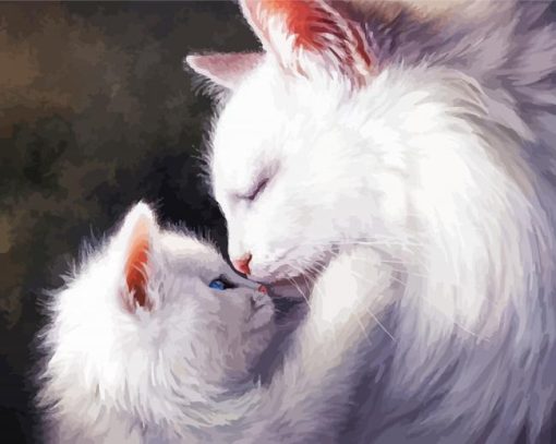 Cat Mother And Her Baby Diamond Paintings
