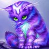 Cute Purple Cat Diamond Paintings