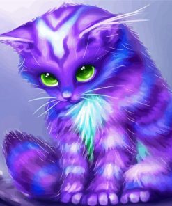 Cute Purple Cat Diamond Paintings