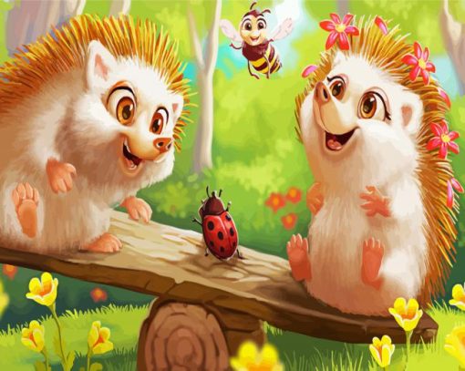 Happy Hedgehogs Diamond Paintings