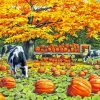 Harvest Wagon Cows And Pumpkins Fall Scene Diamond Paintings