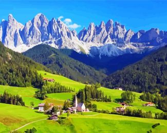 Italian Mountains Dolomites Landscape Diamond Paintings