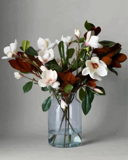 Magnolia Glass Vase diamond painting