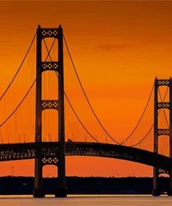 Michigan Mackinac Bridge At Sunsets diamond painting