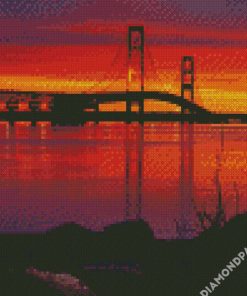 Michigan Mackinac Bridge Sunset diamond painting