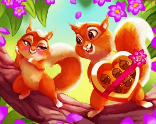 Squirrels Couple Diamond Paintings