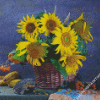Sunflowers Basket On Table Diamond Paintings