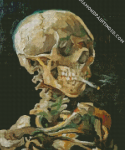 Van Gogh Skeleton Smoking Cigarette Diamond Paintings