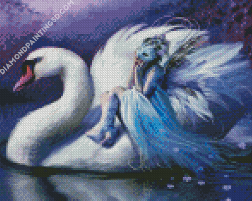 Woman And Swan Diamond Paintings