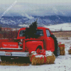 Aesthetic Classic Red Pick Up In Snow Diamond Paintings