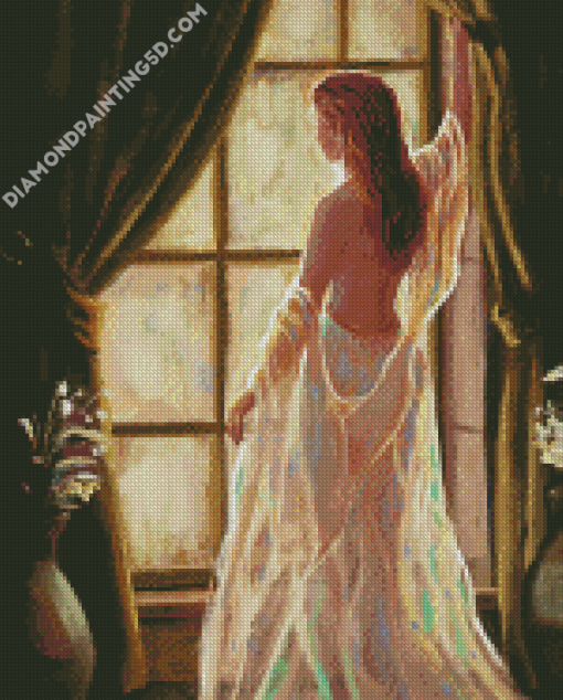Aesthetic Woman In Window Art Diamond Paintings