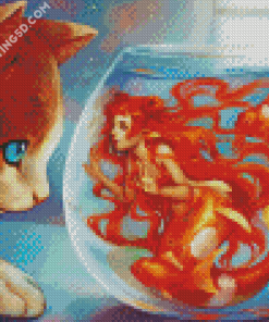 Cat With Mermaid Diamond Paintings