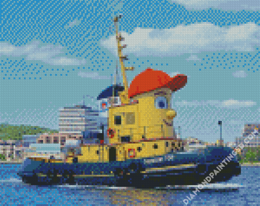 Cute Tug Boat Diamond Paintings