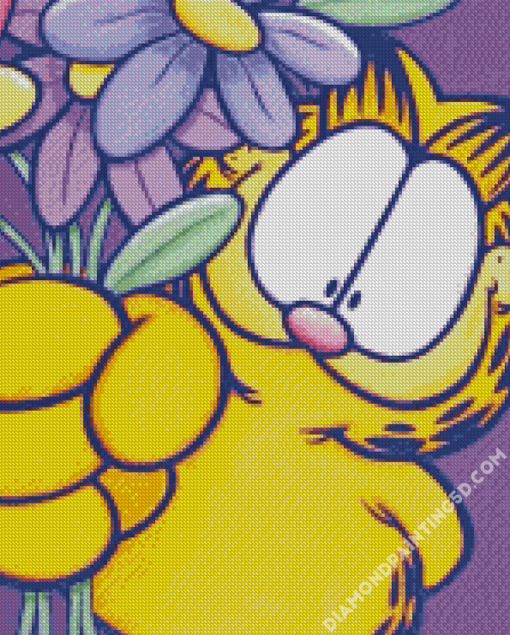 Garfield And Flowers Diamond Paintings