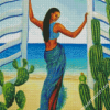 Woman And Door Beach Diamond Paintings