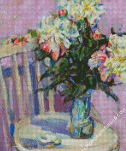 Flowers On Chair Art Diamond Paintings