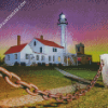Northern Lights Whtefish Point Lighthouse Diamond Paintings