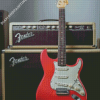 Red Fender Guitar Diamond Paintings