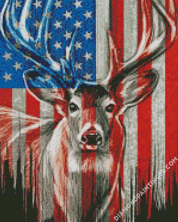 American Flag Deer Diamond Painting 