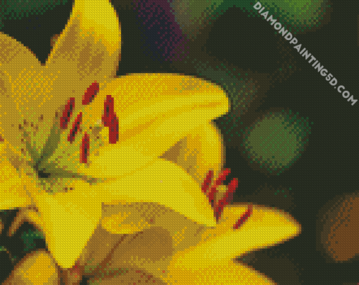 Yellow Lily Flowers Diamond Paintings
