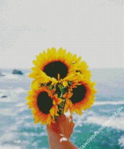 Aesthetic Beach Sunflowers Diamond Paintings