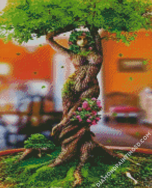 Beautiful Woman Tree Diamond Paintings
