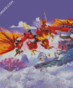 Red Dragon Attack Diamond Paintings