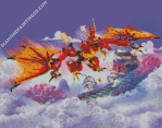 Red Dragon Attack Diamond Paintings
