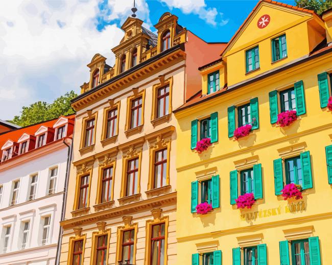 Colorful Houses In Karlovy Vary Diamond Paintings