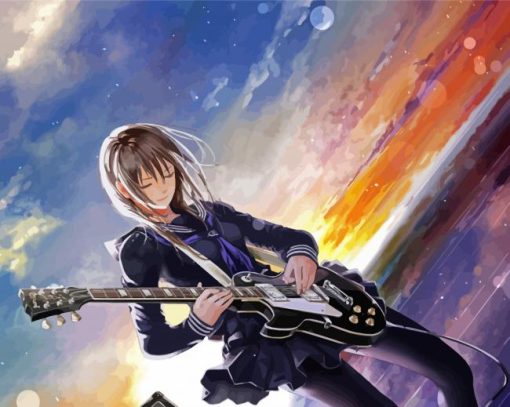 Anime Girl Playing Guitar Diamond Paintings
