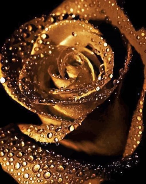 Golden Rose Rain Drops Diamond Paintings