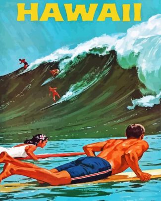 Retro Hazaii Surfers Poster Diamond Paintings