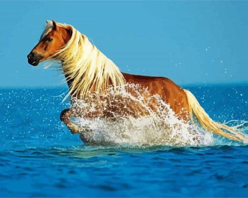 Running Horse In Water Diamond Paintings