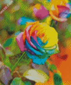 Beautiful Rainbow Rose Diamond Paintings