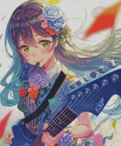 Cute Anime Girl Playing Guitar Diamond Paintings