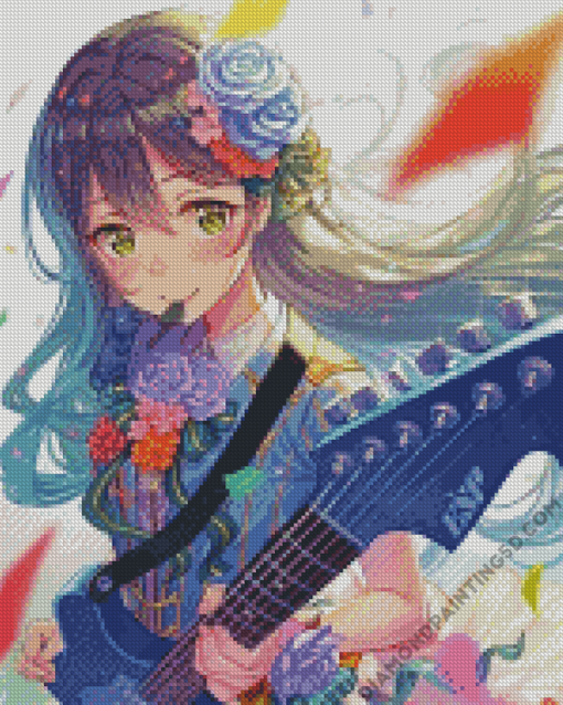 Cute Anime Girl Playing Guitar Diamond Paintings