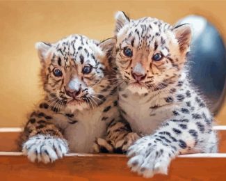 Snow Leopard Cubs Diamond Paintings