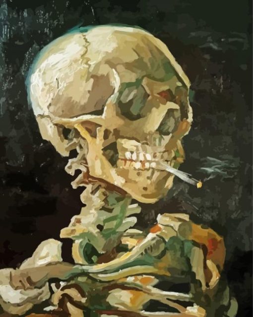 Van Gogh Skeleton Smoking Cigarette Diamond Paintings